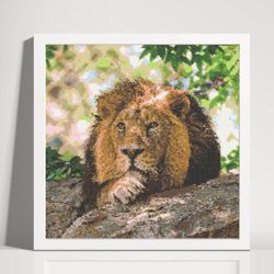 pdf file, cross stitch pattern, a lion