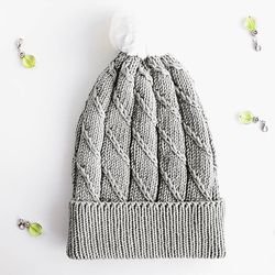 KNITTING PATTERN: Beanie "SILVER"/ Hat /Winter Hat for Adult / Child / 2 Sizes