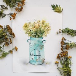 Watercolor Summer Bouquet Painting