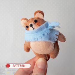 Felt Bear pattern stuffed and plush toys sewing , Stuffed Animal toy tree ornament