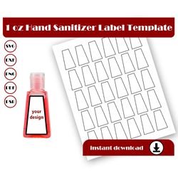 1 oz Hand sanitizer template, Sanitizer sticker template, Blank template SvG PnG DxF PdF PsD 8.5x11 Sheet printable