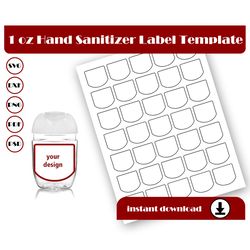 Hand sanitizer template, Sanitizer sticker template, Sanitizer label template SVG DXF Pdf PsD PNG 8.5x11 Sheet printable