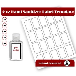 2oz Hand sanitizer template, Sanitizer sticker template, SVG, DXF, Pdf, PsD, PNG, 8.5x11 Sheet printable, Blank template