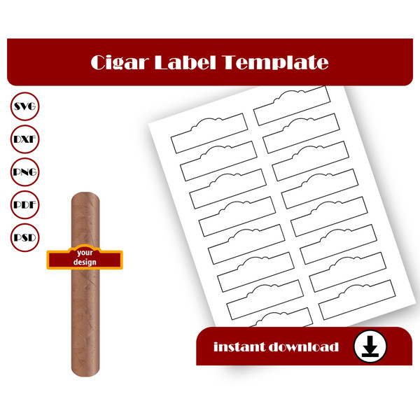 Cigar Label Template, Cigar Wrapper Template, SVG, DXF, Pdf, Inspire Cigar Label Template, Cigar Wrapper Template, SVG, DXF, Pdf, Inspire