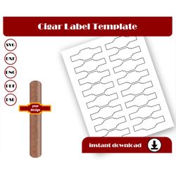 Cigar Label Template, Cigar Wrapper Template, SVG, DXF, Pdf, PsD, PNG, 8.5x11 Sheet Printable, Sticker cigar