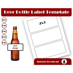 beer bottle label template, sticker label template, svg, dxf, pdf, psd, png, 8.5x11 sheet printable, wine template, wrap