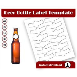 Beer bottle neck label template, Sticker label template, SVG, DXF, Pdf, PsD, PNG, 8.5x11 Sheet printable, Wine template