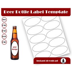 Beer bottle oval label template, Sticker label template, SVG, DXF, Pdf, PsD, PNG, 8.5x11 Sheet printable, Wine template