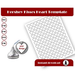 Hershey Kiss Template, Hershey Kiss Stickers, SVG, DXF, Pdf, PsD, PNG, 8.5x11 Sheet printable, Heart Hershey Kisses