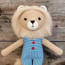 Beige lion boy, African lion stuffed toy, handmade wool doll