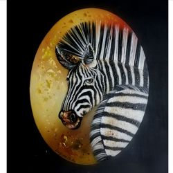 African Animals Painting Original Oil Art Work Zebra Painting African Wall Art Exotic Animals Painting