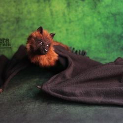 Flying fox bat realistic poseable art doll