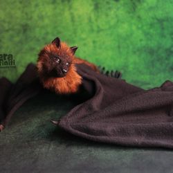 flying fox bat realistic poseable art doll