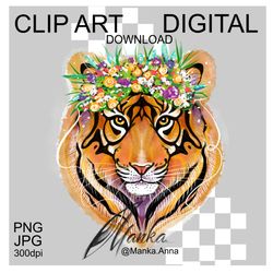 Tiger Clipart PNG Illustration Animal Head digital art