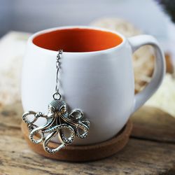 octopus tea strainer for herbal tea, tea infuser charm ocean, tea steeper octopus pendant, loose leaf tea lover gift