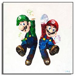 Super Mario Bros Wall Art Poster / Super Mario Bros Print on paper / Mario Luigi Wall Art / Pop Art Poster