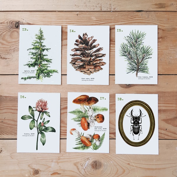 Forest watercolor postcards, size 10x15cm | Inspire Uplift