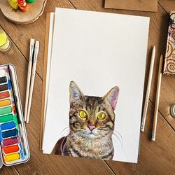 Pet portrait/ Customized image creation/ hand-painted / Watercolor 8x12 inches