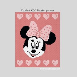Crochet C2C Minnie Mouse blanket pattern PDF Download