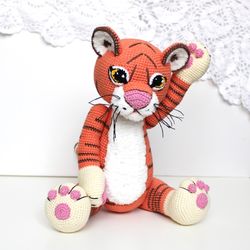 Crochet tiger pattern PDF in English Amigurumi tiger toy Crochet tutorial tiger large