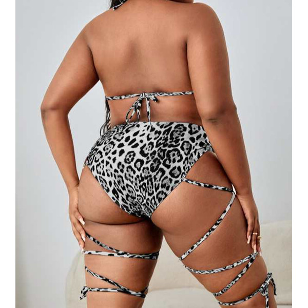 Plus Size Leopard Print Cut Out Lace Up High Waist Bikini Swimsuit Beachwear Swimwear Bikini Sets (4).jpg