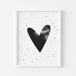 So Cute Heart print, Simple Heart poster, So Cute Black and White Heart Baby Print, Monochrome Heart, So cute baby gift