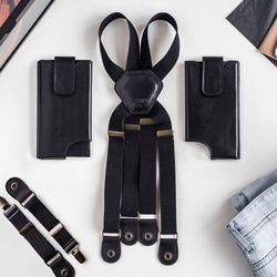 Leather Phone Holster Sling Bag Pouch Shoulder Strap iPhone Wallet and Harness