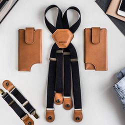 Phone Holster Bag Leather Sling Bag Phone Case Wallet and Suspenders