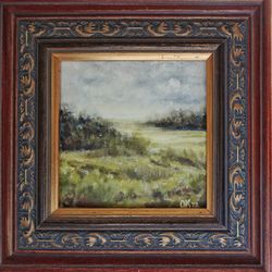 Country landscape paintings - including antique wooden frame - Ideas for gift