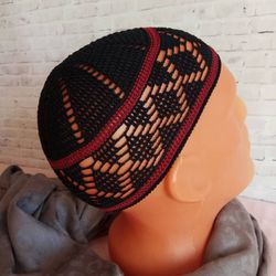 Short cotton skull cap kufi crochet