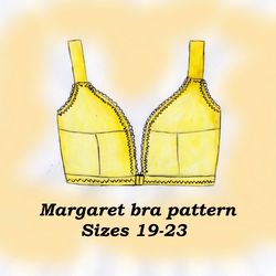 Front closure bra pattern, Margaret, Size19-23, Front clasp bra pattern, Front opening bra pattern, Wireless bra pattern
