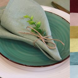 Mint green linen napkins set / Dinner napkins / Cloth bridal shower napkins bulk / Custom engagement table linens