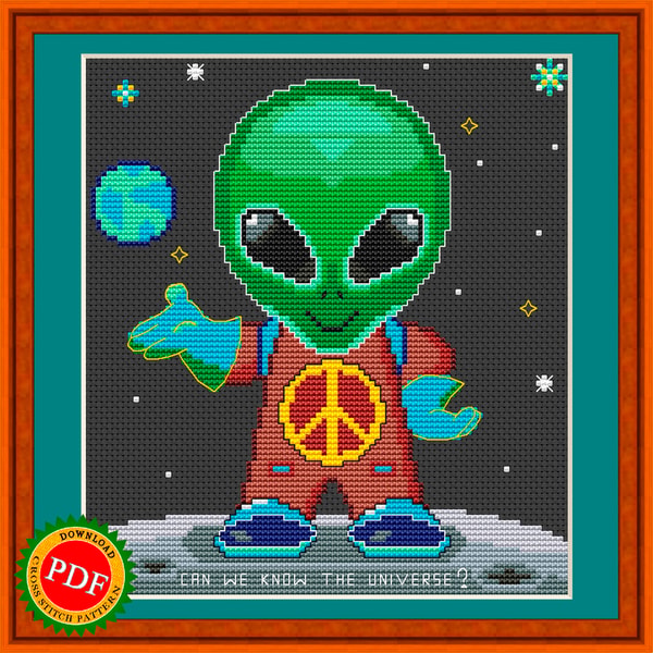 Alien Cross Stitch Pattern | Alien visitor - Inspire Uplift