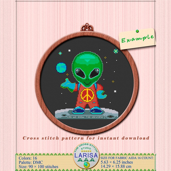 Alien Cross Stitch Pattern | Alien visitor - Inspire Uplift