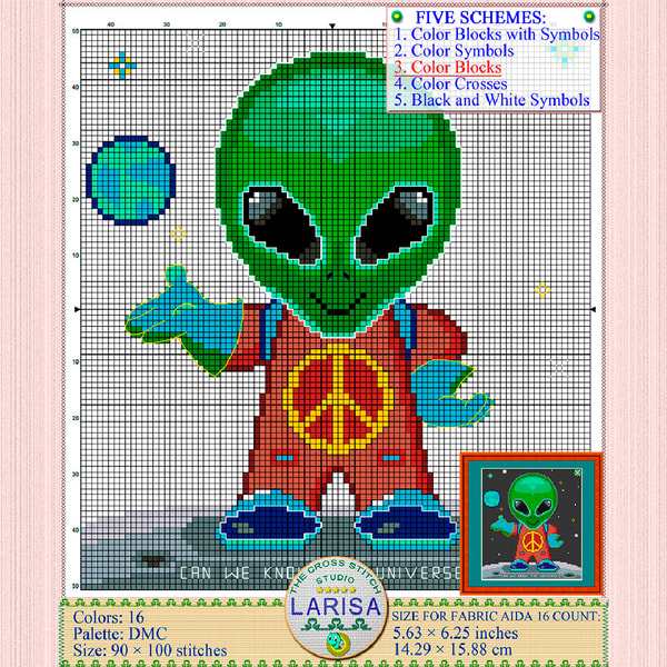 Alien Cross Stitch Pattern | Alien visitor - Inspire Uplift