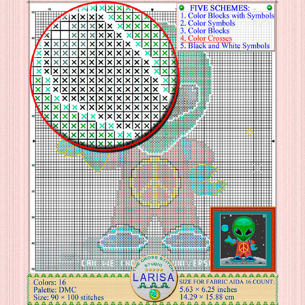 Alien Cross Stitch Pattern | Alien visitor - Inspire Uplift