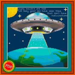 Flying Saucer Cross Stitch Pattern | Flying Disc | UFO