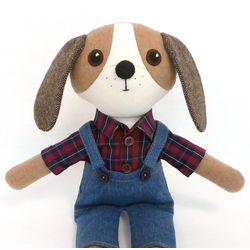 Beige dog boy, stuffed puppy doll, handmade wool plush toy