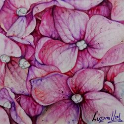 Still Life With Hydrangea Flowers Original Watercolor Painting On Arches Paper 100% Cotton Measures 8,26 x 9 inch