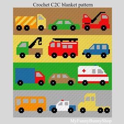 Crochet C2C Street cars graphgan blanket pattern PDF Download