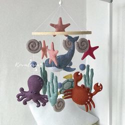 Ocean baby mobile, ocean nursery decor, baby mobile ocean, mobile whale crab octopus in the ocean, newborn present