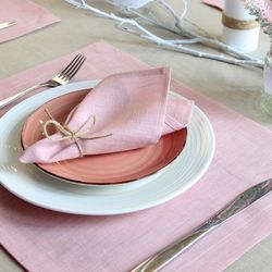 Custom linen placemats set / Rustic cloth modern table placemat set / Fabric natural dining table mats in various colors