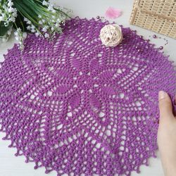 Purple Doily for Table Décor, Adorable and Elegant Purple Round Doily
