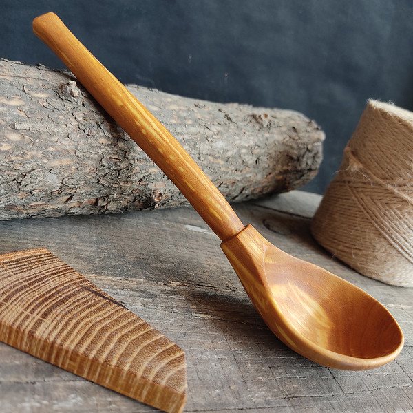 Handmade wooden spoon from natural birch wood for eating - 3