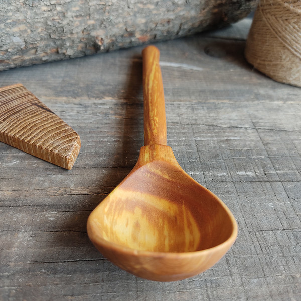 Handmade wooden spoon from natural birch wood for eating - 6