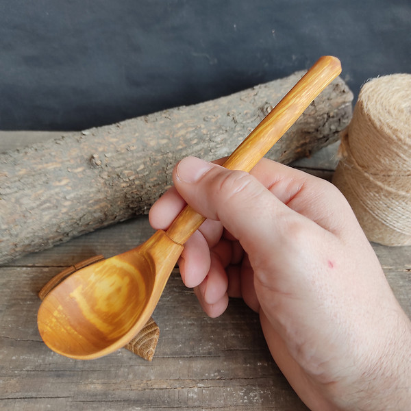 Handmade wooden spoon from natural birch wood for eating - 7