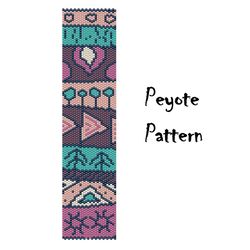 Ethnic Peyote Beading Pattern, Tribal Seed Bead Bracelet, Peyoted Beaded Patterns Digital PDF