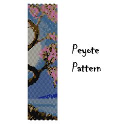 Night Moon Sakura Peyote Beading Pattern, Seed Bead Bracelet, Peyoted Beaded Patterns Digital PDF