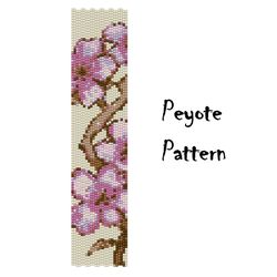 Sakura Peyote Beading Pattern, Seed Bead Bracelet, Peyoted Beaded Bracelet Digital PDF