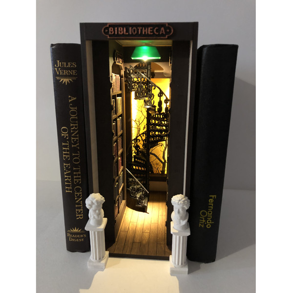 Book nook bookshelf insert Library diorama Booknook fully assembled_5.jpg